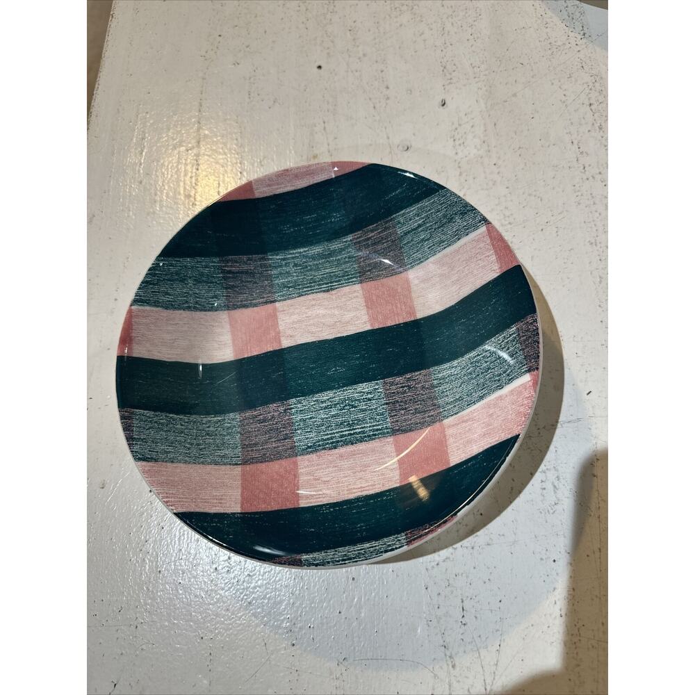 Over and Back Pink & Green Pasta Bowl Italy 8.25 x 1.75